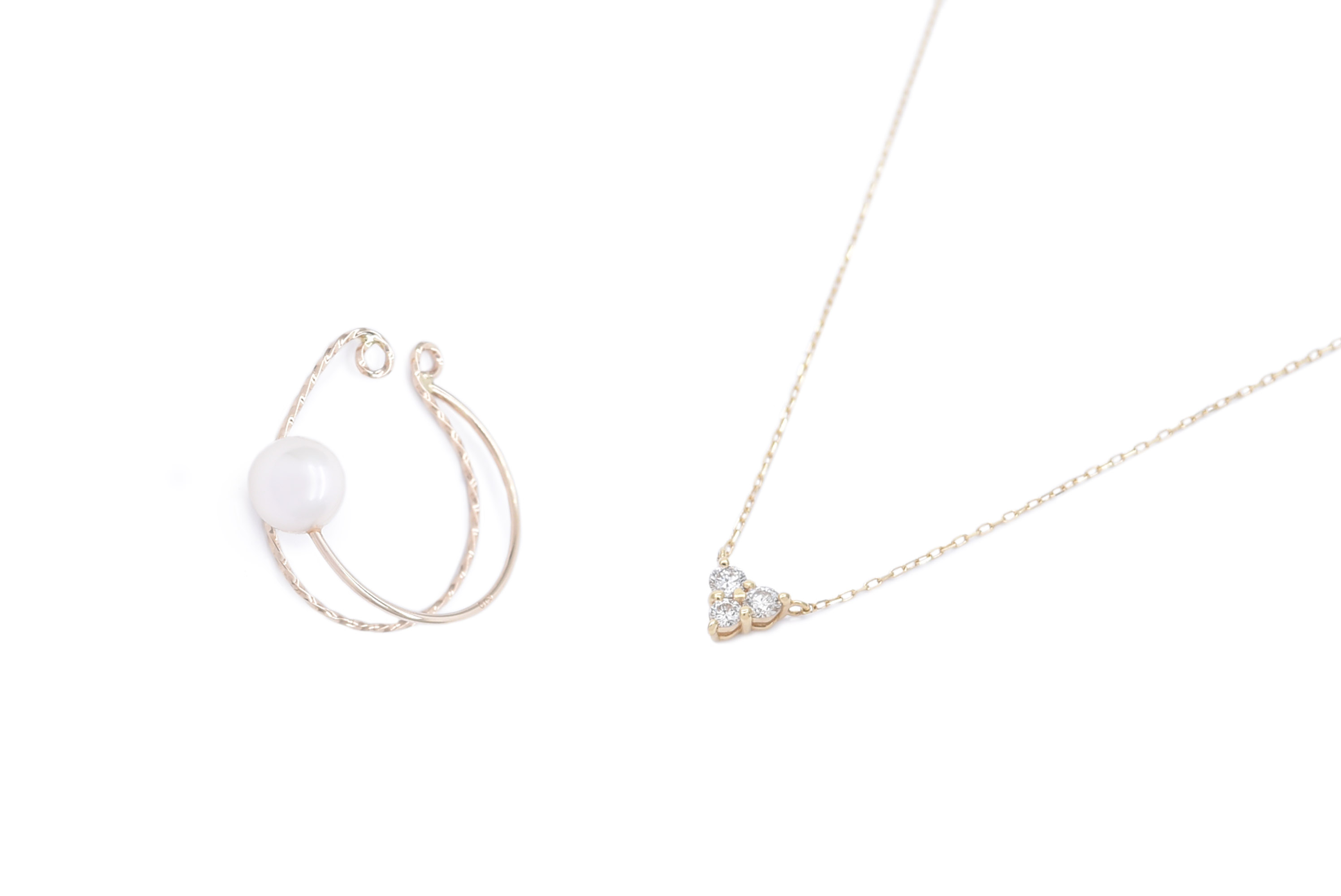 K18YG/K10YG ネックレス・イヤーカフセット